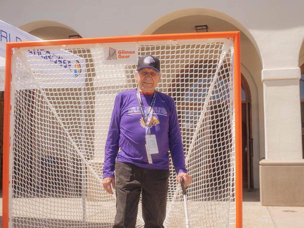 Chief Oren Lyons attends the Haudenosaunee Nationals match on June 23, 2023, at Torrero Stadium in San Diego, Calif. At 93, he's a legendary goalie who helped found the team in the 1980s.