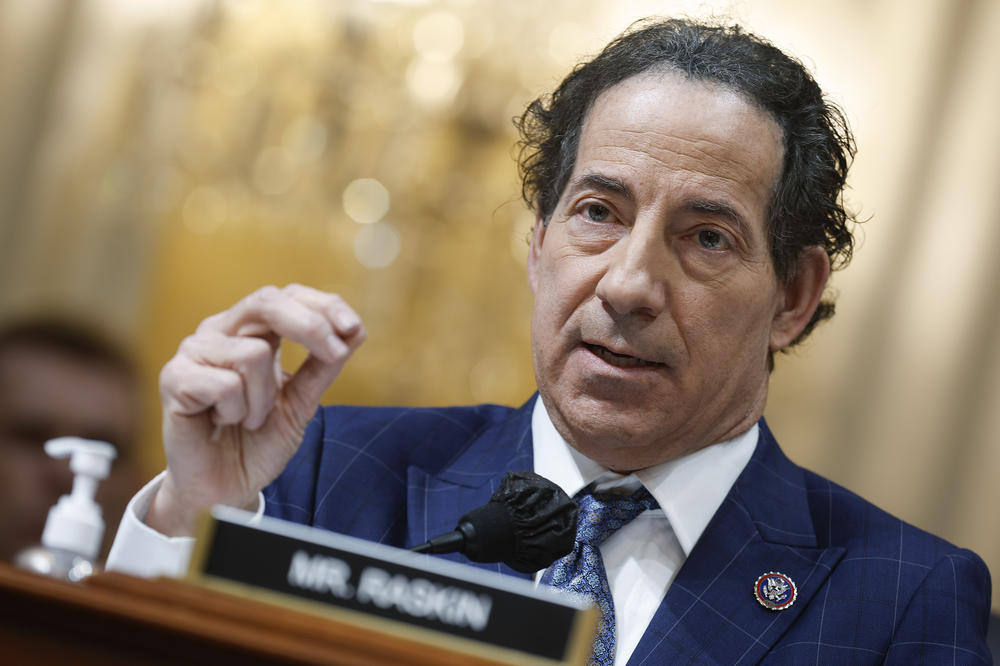 Rep. Jamie Raskin, D-Md., delivers remarks during the last meeting of the House Select Committee to Investigate the January 6 Attack on the U.S. Capitol in the Canon House Office Building on Dec. 19, 2022.