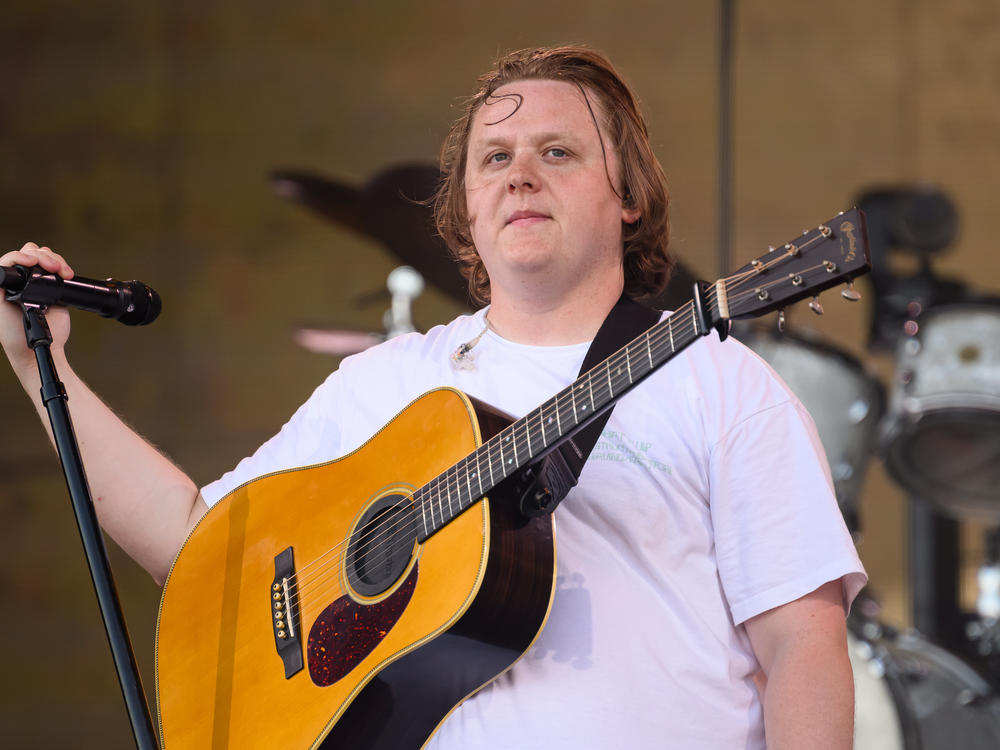 Lewis Capaldi performs on the Pyramid Stage on Day 4 of Glastonbury Festival.