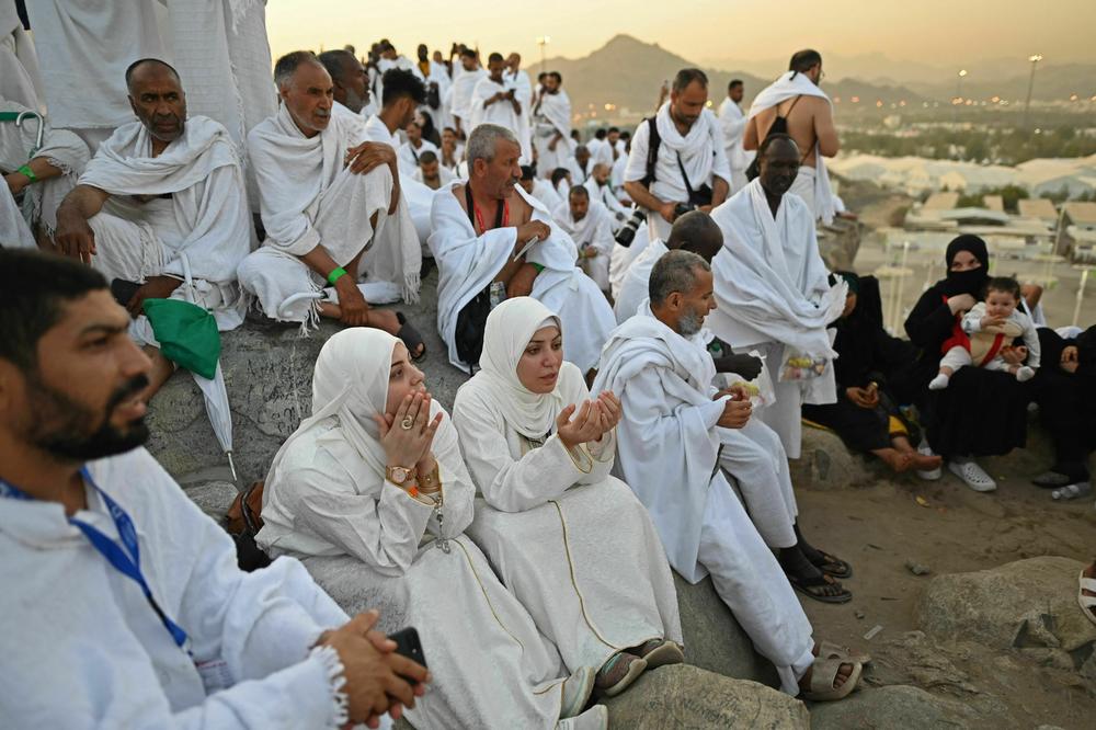 Muslim pilgrims crowd Saudi Arabia's Mount Arafat, also known as Jabal al-Rahma or Mount of Mercy, during the climax of the Hajj pilgrimage on Tuesday.