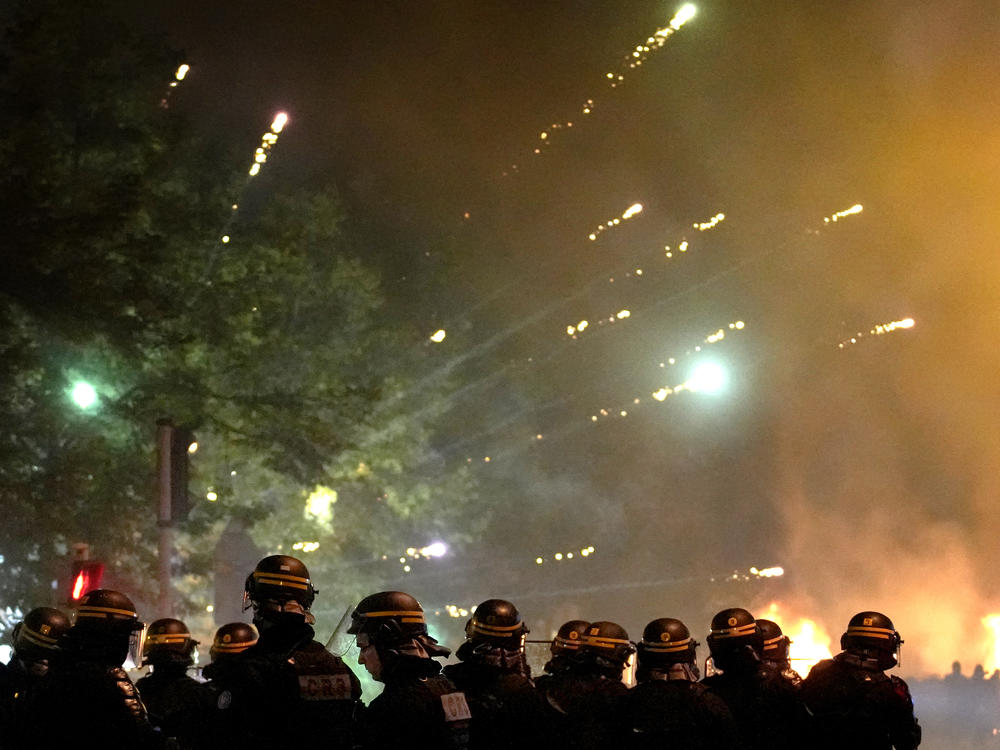 Police forces clash with youths in Nanterre, outside Paris, Thursday, June 29, 2023. The death of a 17-year-old by police during a traffic check Tuesday in the Paris suburb of Nanterre elicited nationwide concern and widespread messages of indignation and condolences.