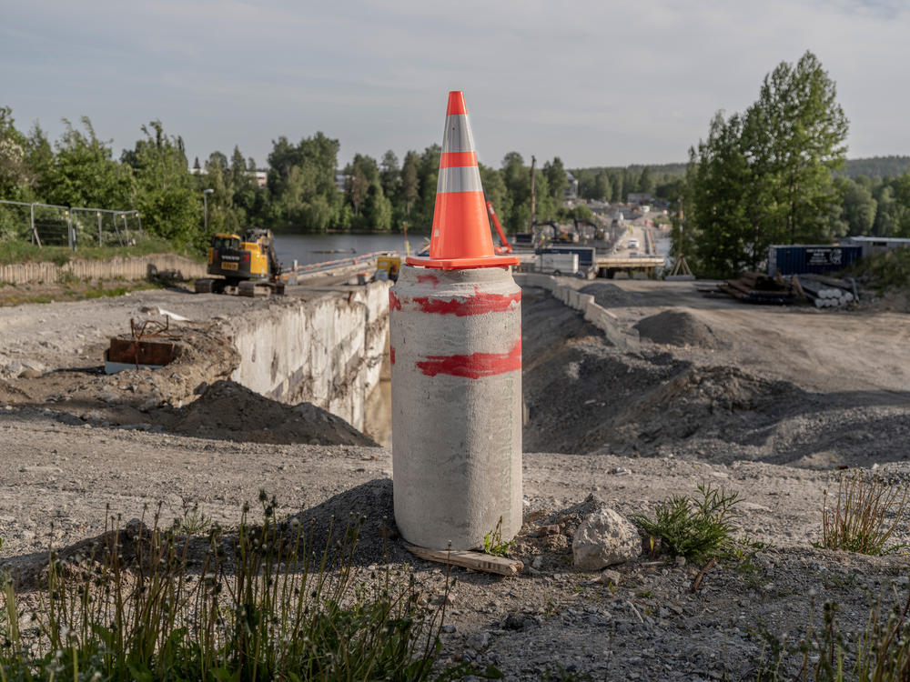 A wooden bridge is being built. It was planned before Northvolt came to town but the factory opening sped up the process.