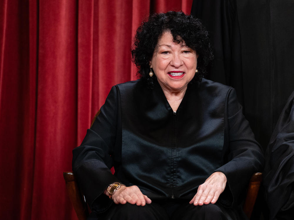 Justice Sonia Sotomayor during the formal group photograph at the Supreme Court on Oct. 7, 2022.