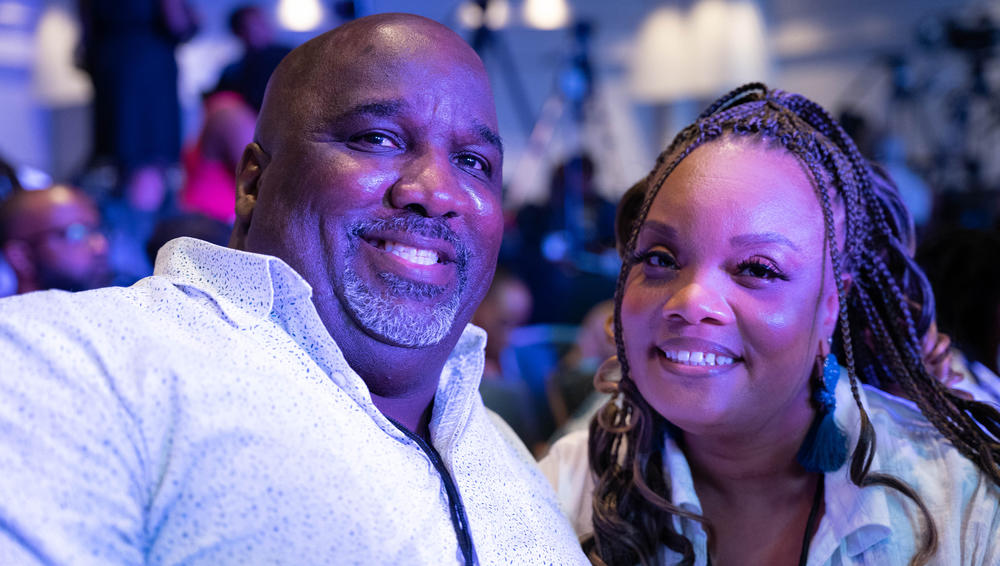 Dwayne and Camille Hodges traveled from Iowa to attend Essence Fest and hear Vice President Harris speak.