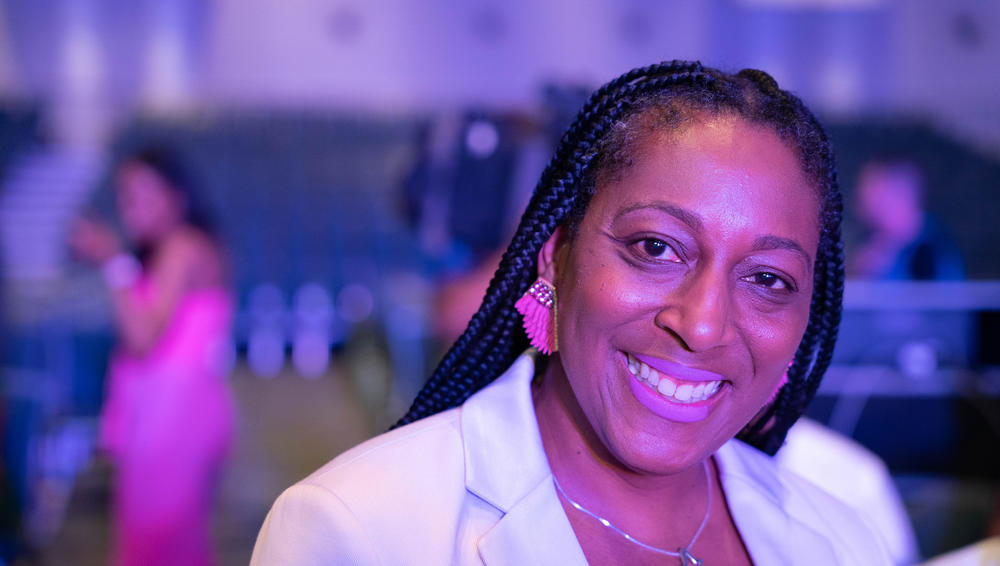 Dr. Tomayia Colvin attends a panel at Essence Fest in New Orleans.