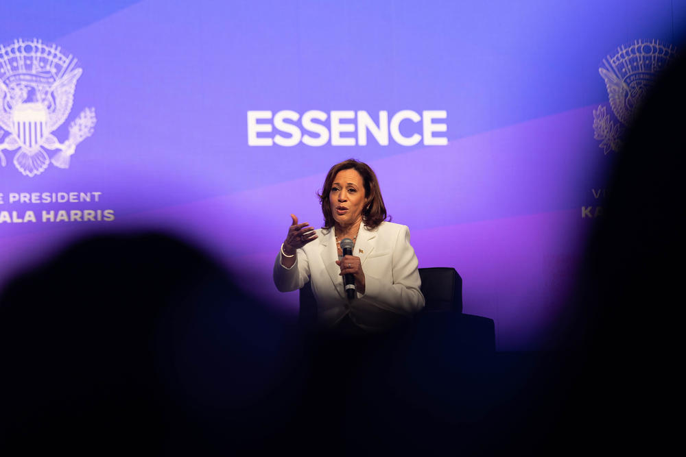 Vice President  Harris speaks at the Essence Festival about gun violence in America.