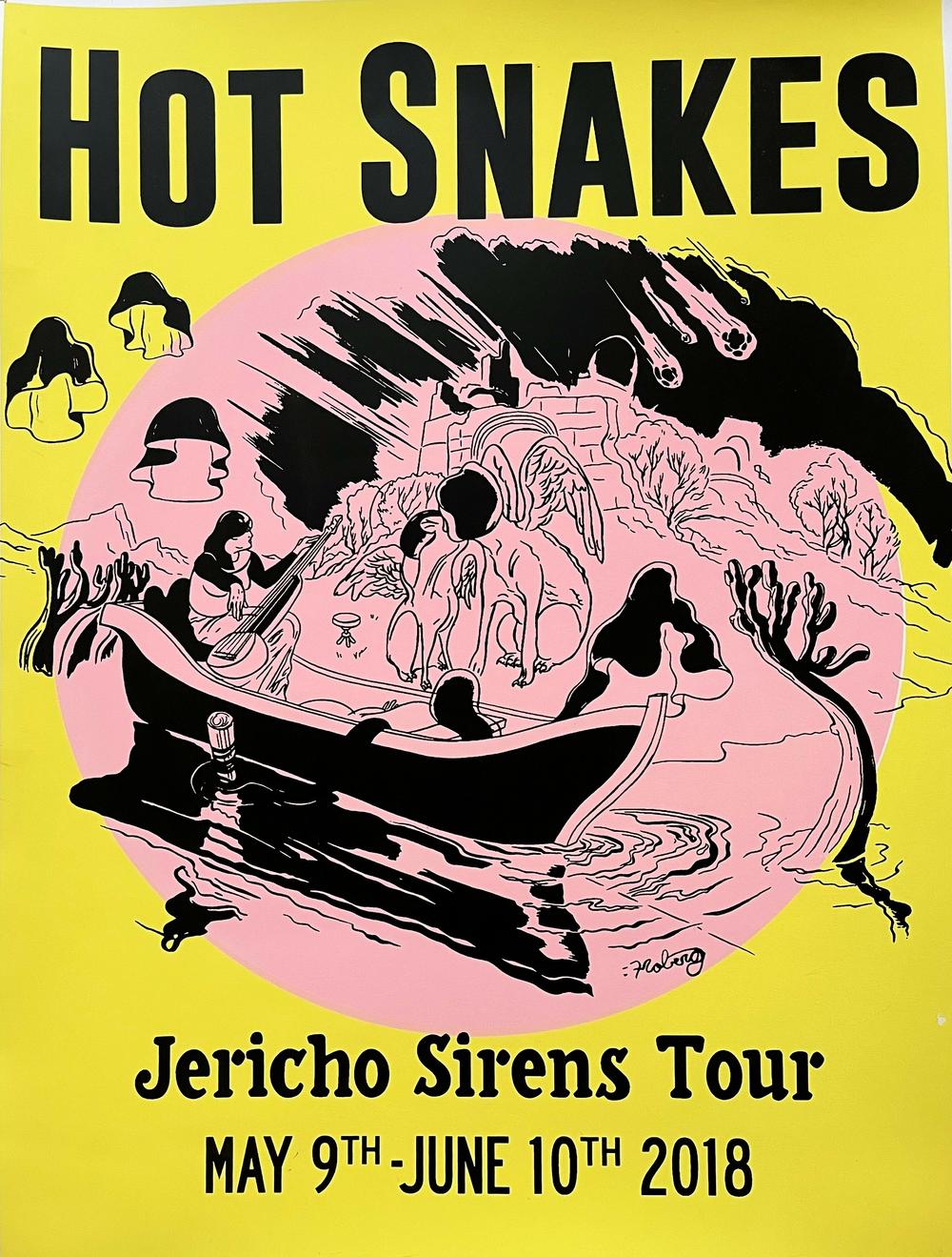 A poster featuring Rick Froberg's art for Hot Snakes' 2018 tour.