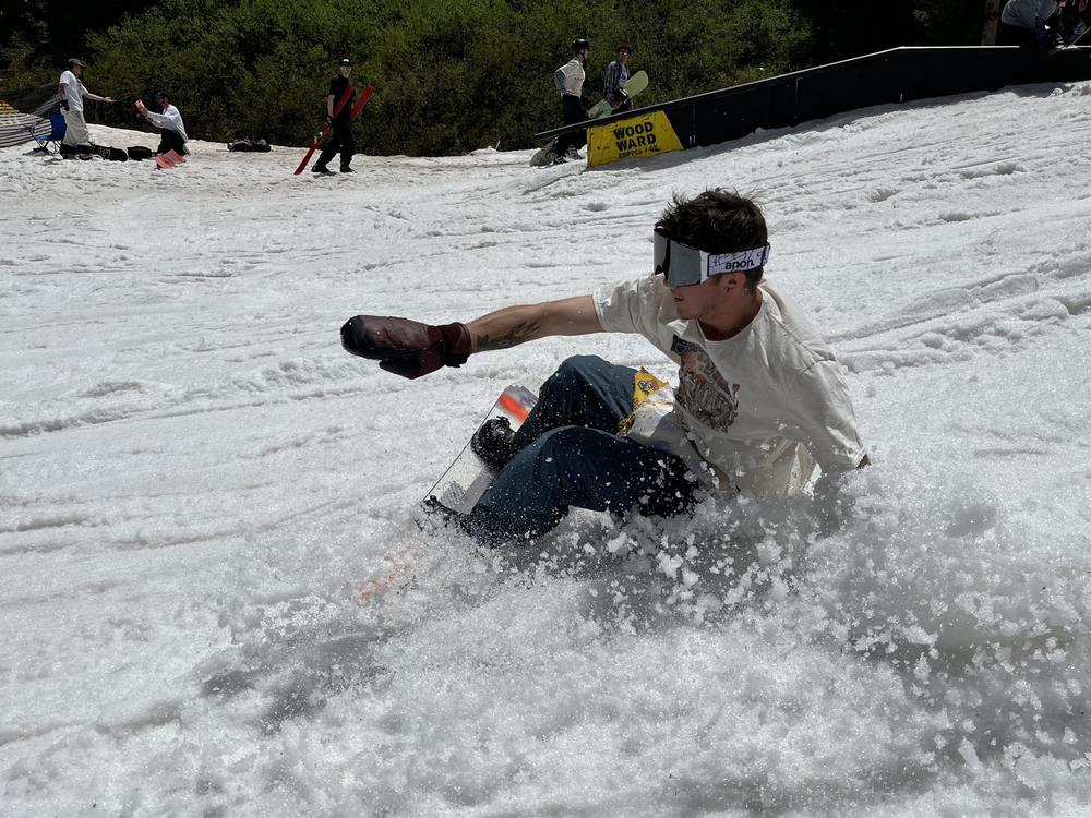 Good clean, cold fun. Joey McAtamney rides remnant snow in the Colorado Rockies over the weekend.