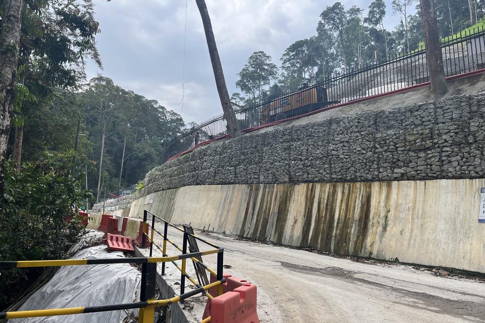 The construction site near a tunnel underpass being built as part of the rail link.