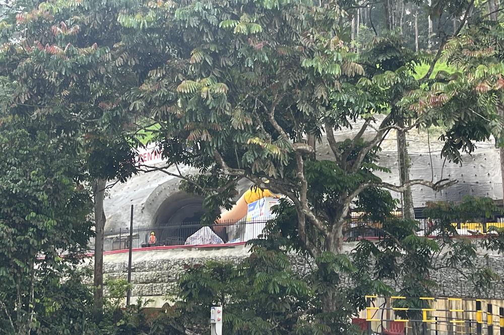 The openings of a tunnel underpass for the rail link. This tunnel was meant to be scrapped to bring construction costs down.