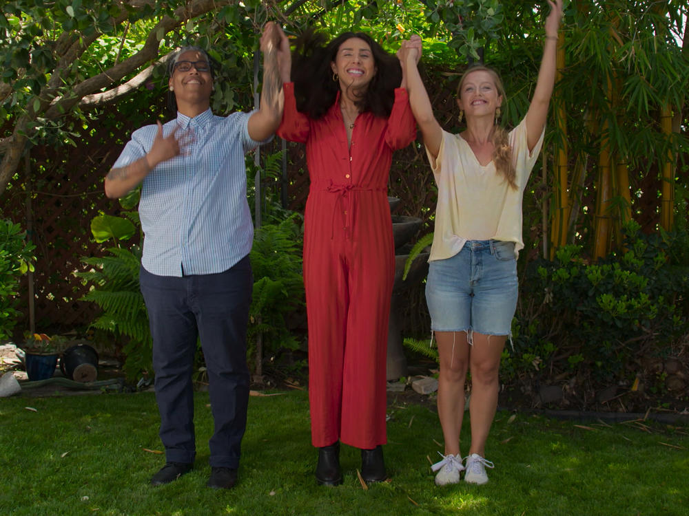 Intersex activists Sean Saifa Wall, left, River Gallo and Alicia Roth Weigel in the film <em>Every Body</em>.
