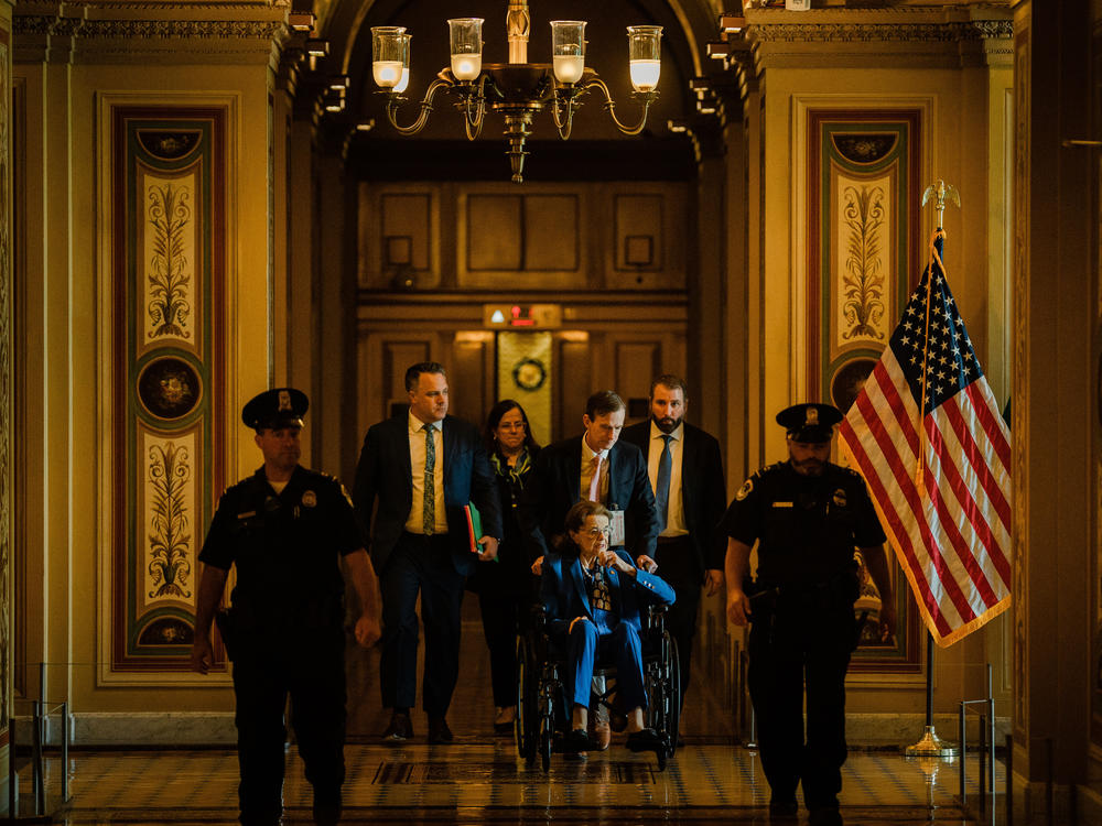 Sen. Dianne Feinstein, D-Calif., departs from the U.S. Capitol following a vote, on May 11, as she returned to Washington, D.C., after having being absent from the Senate for months due to illness.
