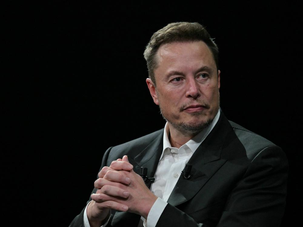 Elon Musk looks on during his visit to the Vivatech technology startups and innovation fair at the Porte de Versailles exhibition center in Paris on June 16.