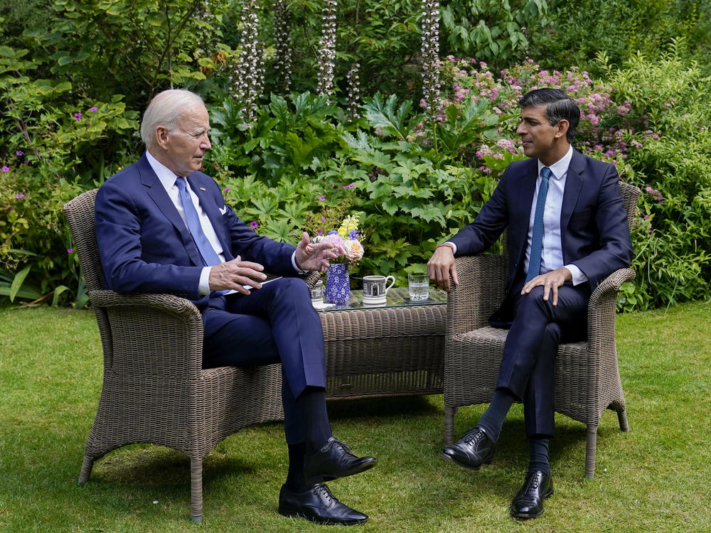 President Biden met Britain's Prime Minister Rishi Sunak at 10 Downing Street in London.