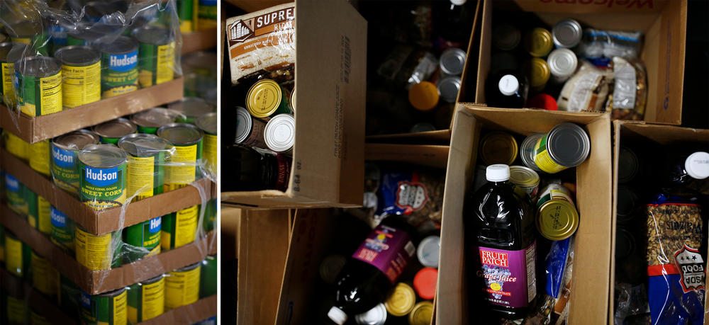 Boxes of food ready to go at the Urban Ministries of Wake County's food bank.