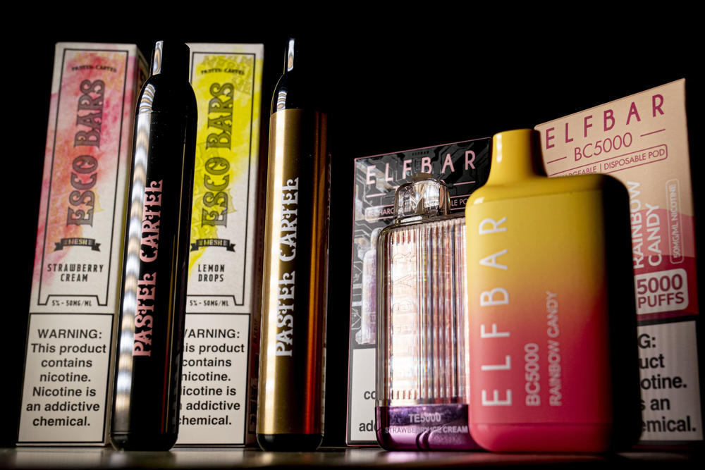 Disposable vapes, like Elf Bar and Esco Bar, come in youth-friendly fruity flavors. Recently the FDA has begun trying to block imports of some brands.
