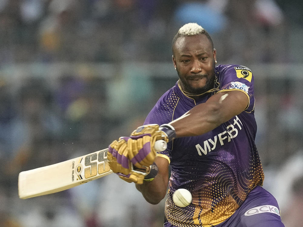 The Kolkata Knight Riders' Andre Russell plays a shot during Indian Premier League cricket match in Kolkata on April 29. Russell is a player on Major League Cricket's Los Angeles Knight Riders.
