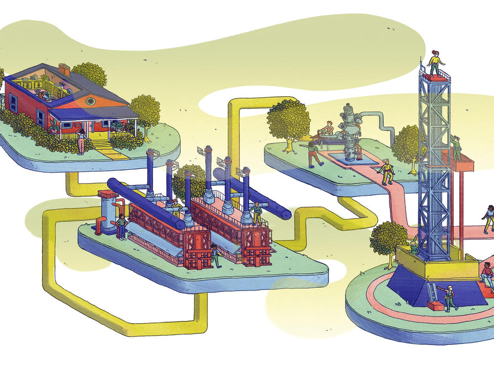 The natural gas production and supply system leaks the powerful greenhouse gas methane during drilling, fracking, processing and transport.