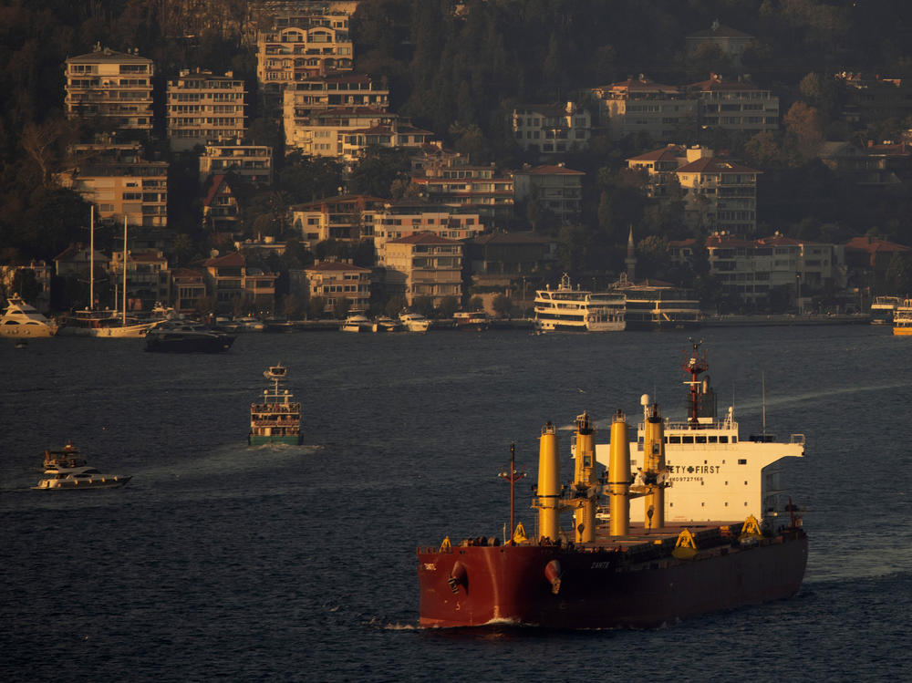 A ship carrying grain from Ukraine arrives in Istanbul, Turkey in Nov. 2022. On Monday, Russia again said it would pull out of the U.N.-backed deal.