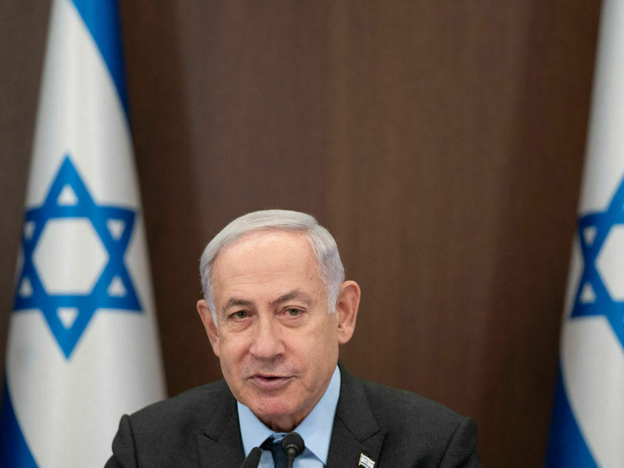 Israel's Prime Minister Benjamin Netanyahu is pictured at his office in Jerusalem on Monday. Netanyahu spoke with President Biden, who invited him for a meeting later this year.