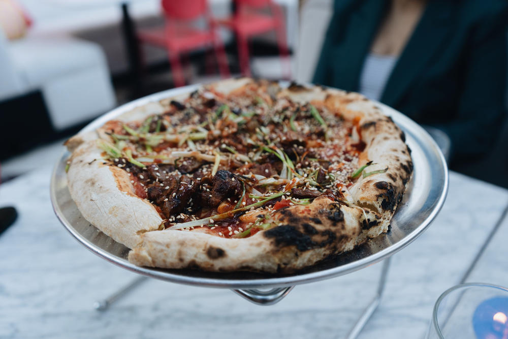 Lady Zaza pizza from Minneapolis-based pizza maker Ann Kim features kimchi, pork and scallions.