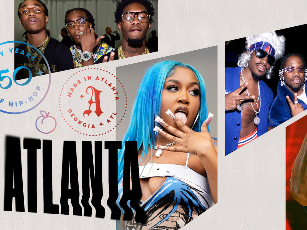 Migos, Baby Tate, Outkast & Jeezy. Collage by Jackie Lay / NPR.