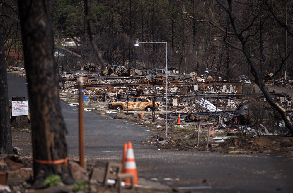 The 2018 Camp Fire was the most destructive wildfire in California's history. Six months later, debris still littered Ridgewood Mobile Home Park in the town of Paradise.