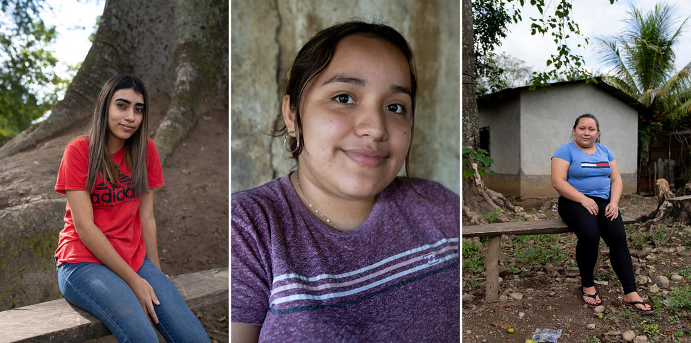 Leslie Tobias, Marisela Sorto Rodriguez and Maria del Carmen Caballero from the small village of 6 de Mayo in Macuelizo. They hope to migrate to the U.S. 