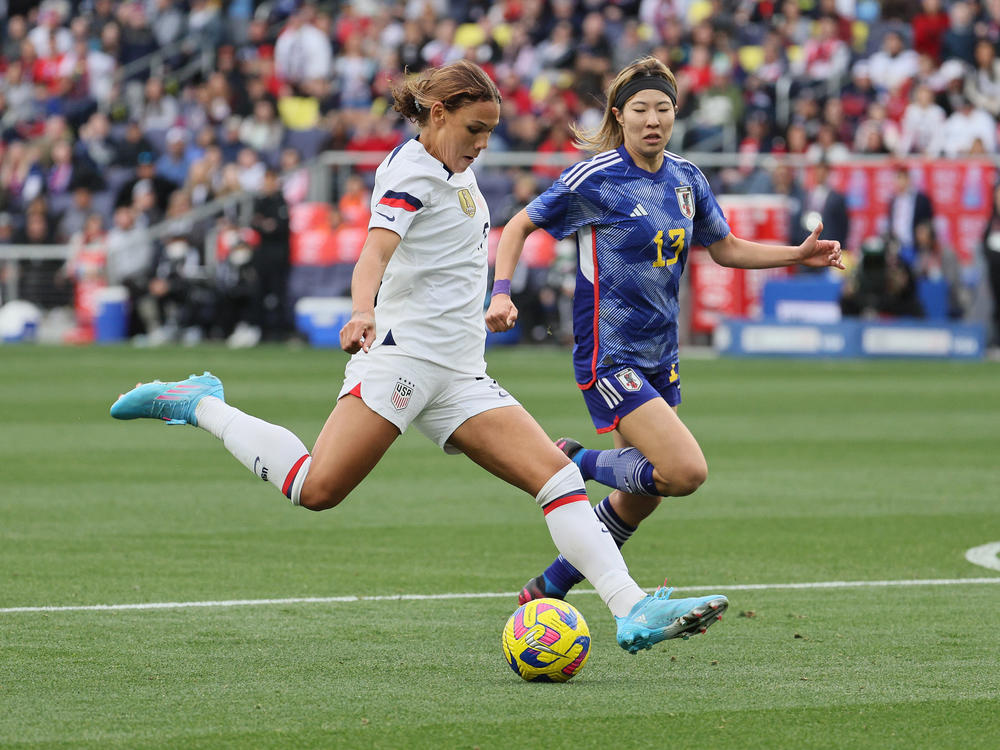 Trinity Rodman will play in her first World Cup. She's seen here playing against Japan at the SheBelieves Cup in February.