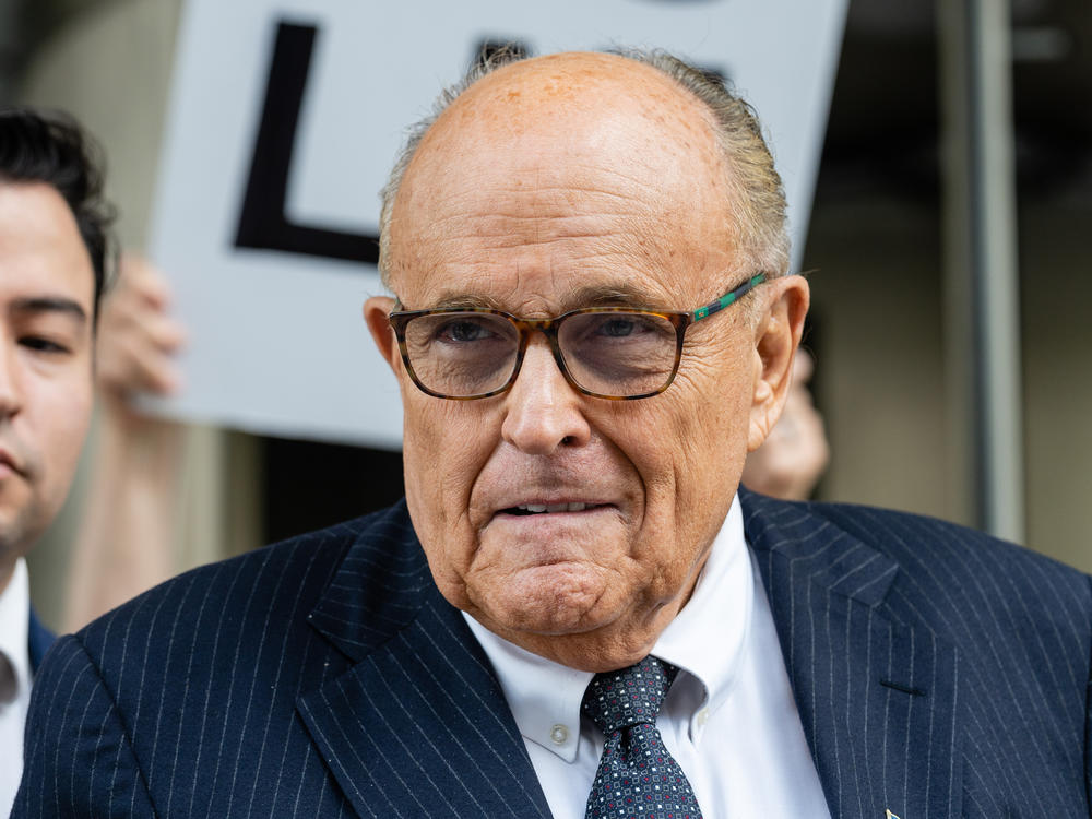 Rudy Giuliani, former lawyer to Donald Trump, exits federal court in Washington, D.C., on May 19.