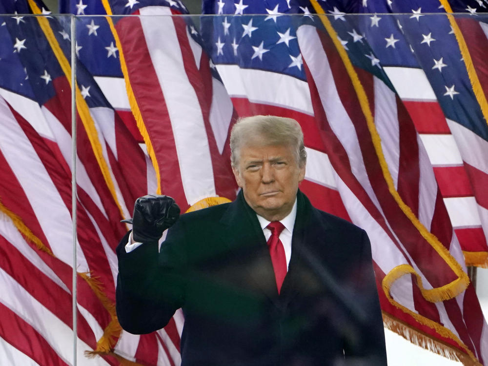 Then-President Donald Trump arrives to speak at a rally near the White House on Jan. 6, 2021.