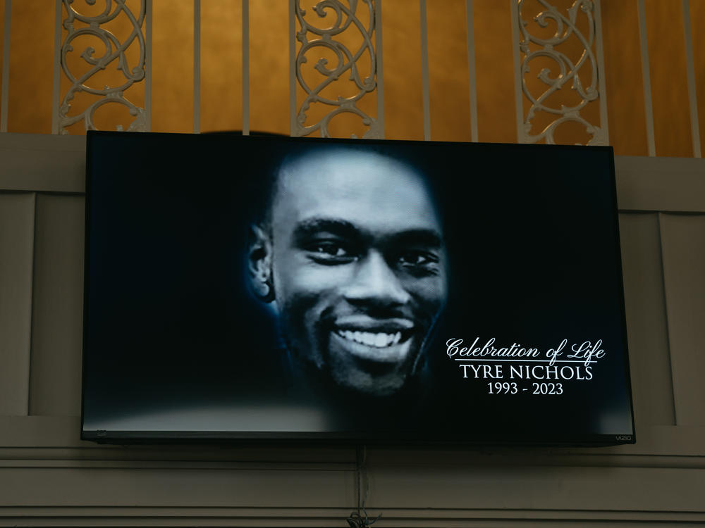 A photo of Tyre Nichols from a celebration of his  life on February 1, 2023 in Memphis, Tennessee.