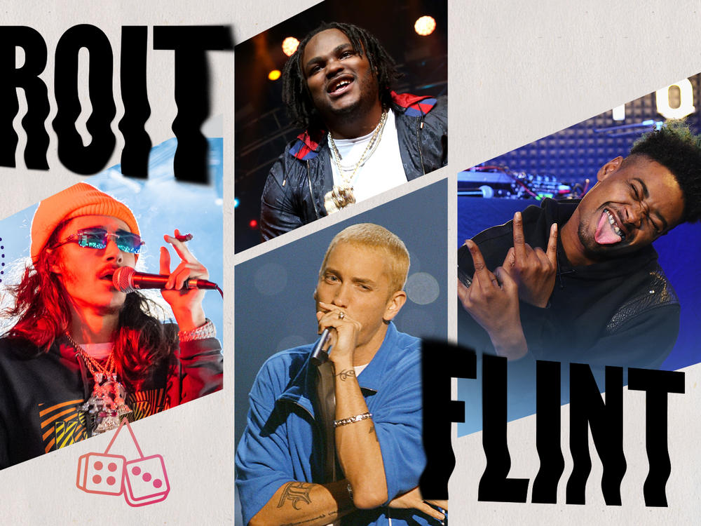 BabyTron, Tee Grizzley, Eminem and Danny Brown. Collage by Jackie Lay / NPR.
