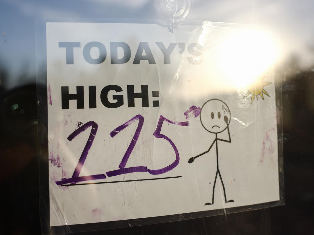 A sign reading 