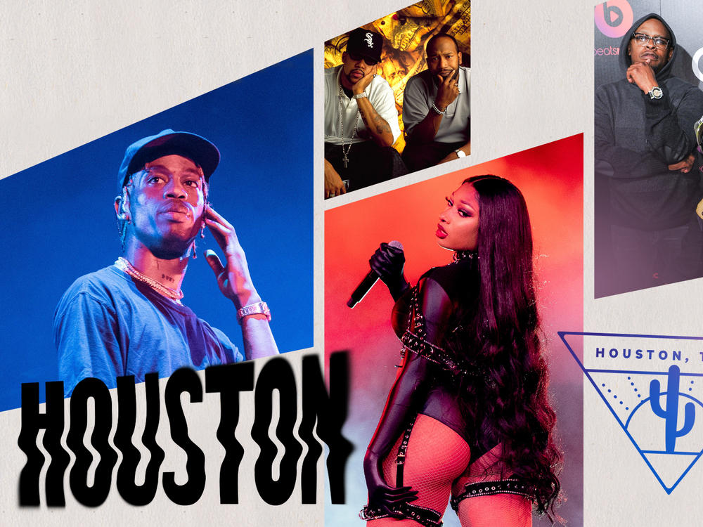 Travis Scott, UGK, Megan Thee Stallion and Geto Boys. Collage by Jackie Lay / NPR.
