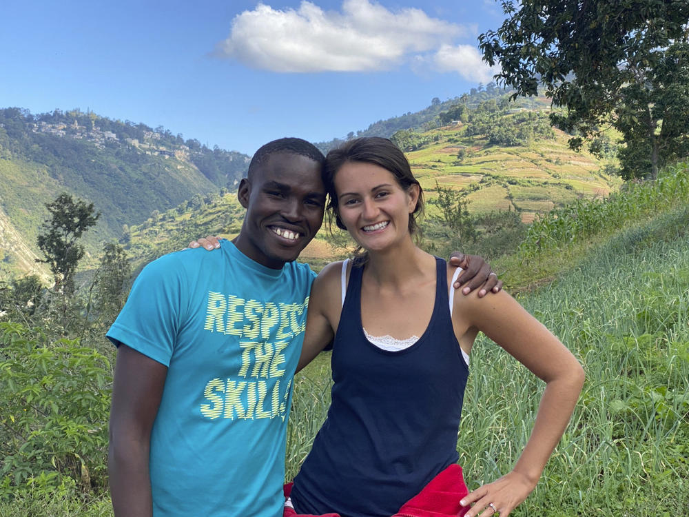 In this undated photo provided by El Roi Haiti, Alix Dorsainvil, right, poses with her husband, Sandro Dorsainvil. Alix Dorsainvil, a nurse for El Roi Haiti, and her daughter were kidnapped on Thursday, July 27, the organization said.
