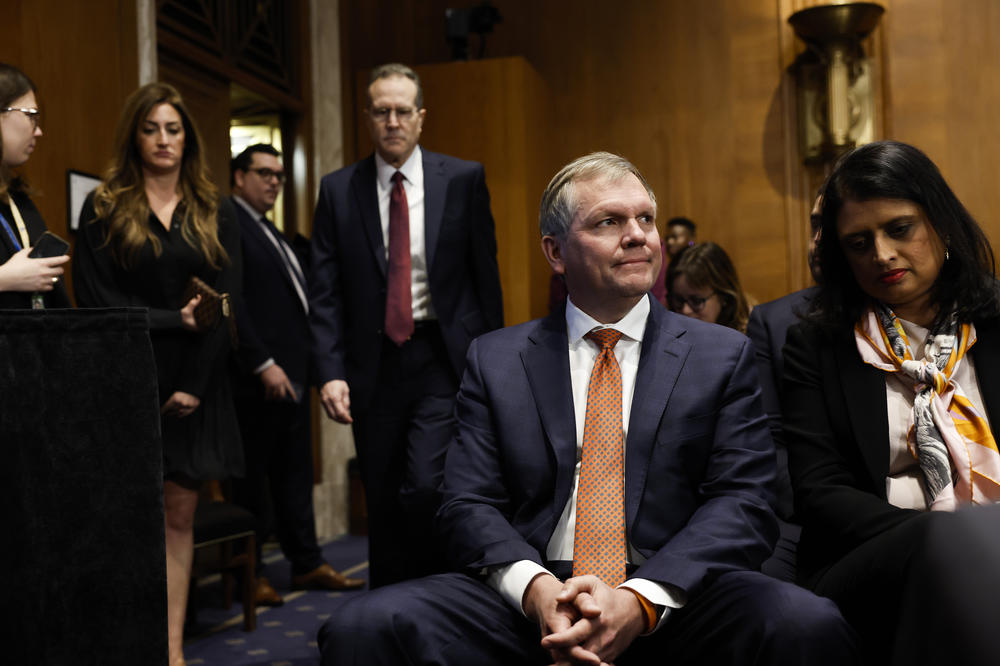 Alan Shaw, president and CEO of Norfolk Southern Corporation, waits to sit on a panel to testify before the Senate Environment and Public Works Committee on Capitol Hill on March 9.