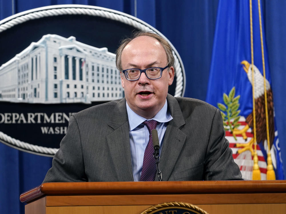 In this Sept. 14, 2020, file photo, Jeff Clark, now former Assistant Attorney General for the Environment and Natural Resources Division, speaks at the Justice Department in Washington.