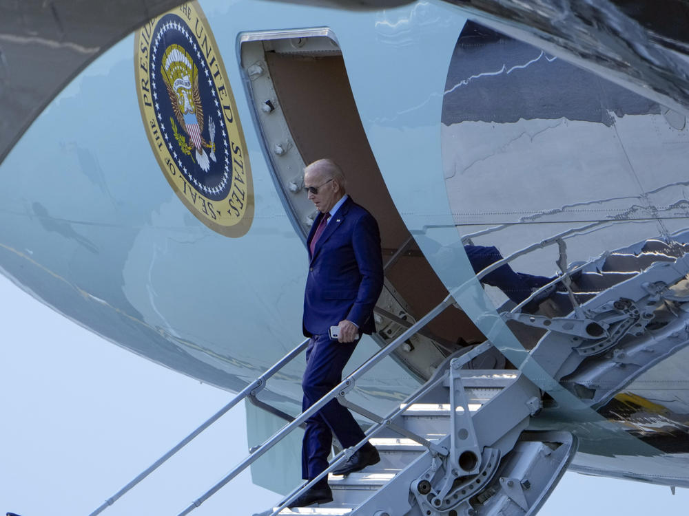 President Joe Biden arrives at Dover Air Force Base, in Dover, Del., on July 28.