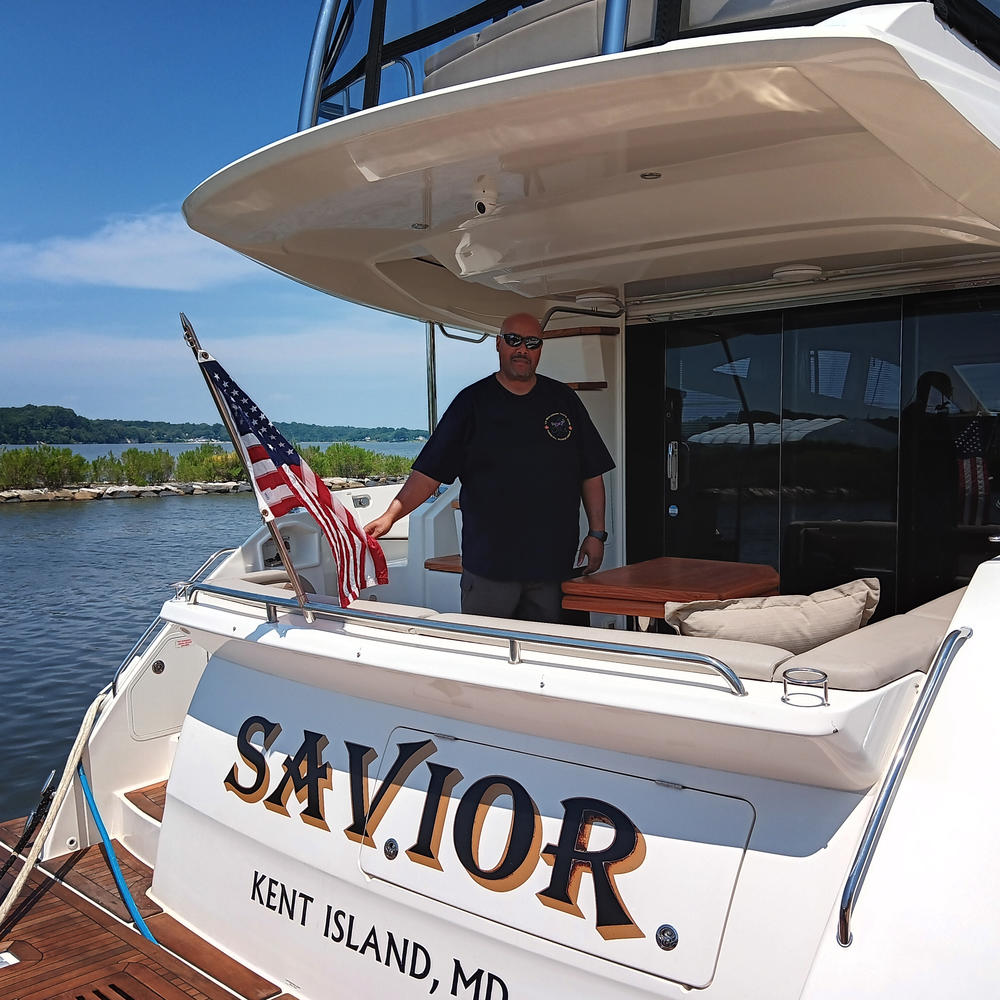 David Turner aboard his boat Savior, at Herrington Harbor South on the Chesapeake Bay, on July 29.