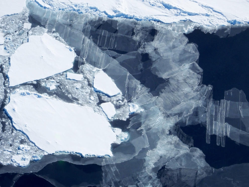 Young and old sea ice floats off the coast of Antarctica.