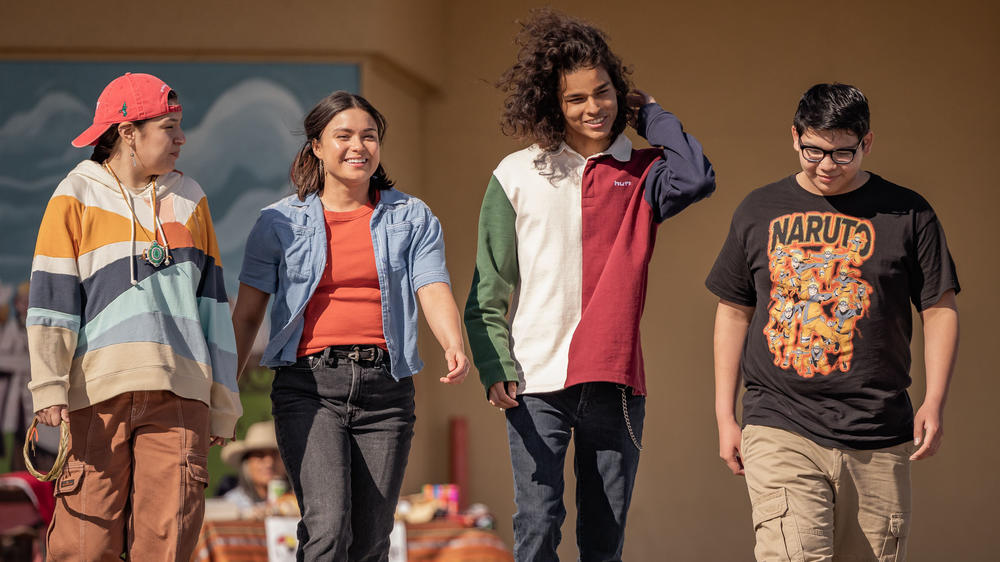 Paulina Alexis as Willie Jack, Devery Jacobs as Elora Danan, D'Pharaoh Woon-A-Tai as Bear, and Lane Factor as Cheese.