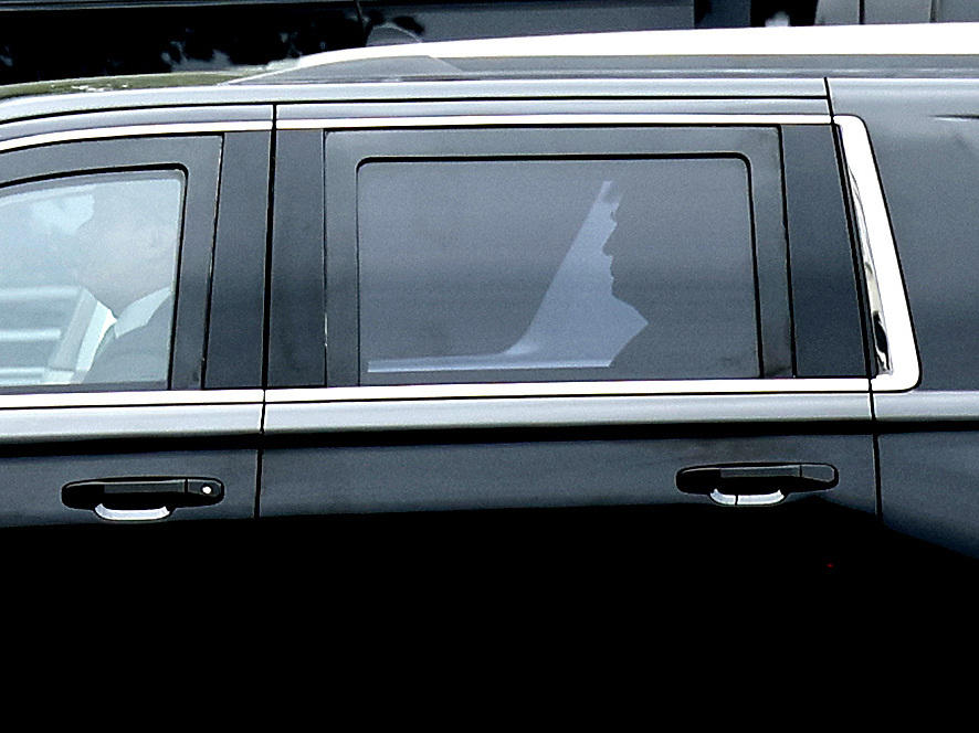 Former President Donald Trump arrives at a federal court in Washington, D.C., ahead of his arraignment on Aug. 3.