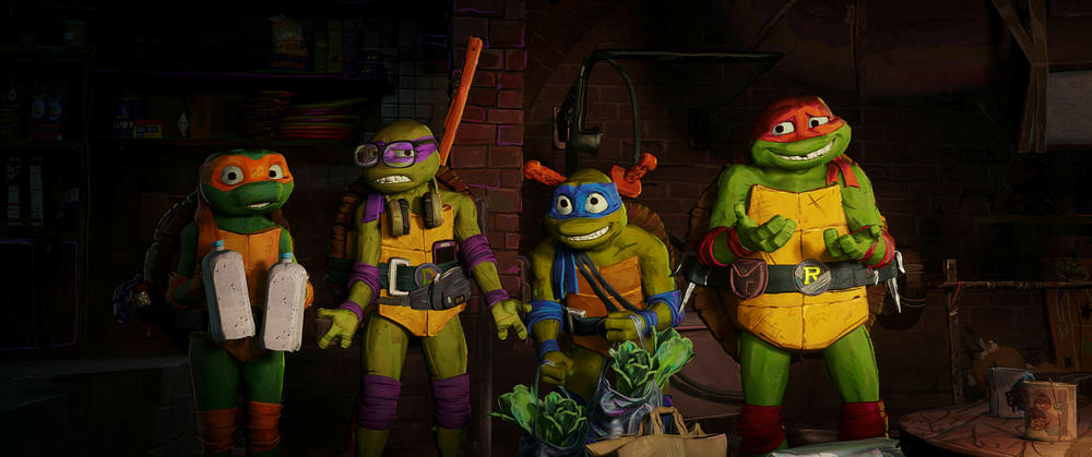 Mikey, Donnie, Leo and Raph in <em>Teenage Mutant Ninja Turtles: Mutant Mayhem.</em>