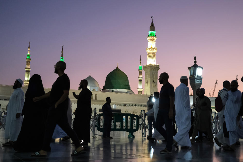 Muslims visit Al-Masjid an-Nabawi to pray after completing the Hajj pilgrimage, in Medina, Saudi Arabia, on July 2.