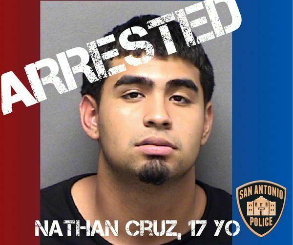 Nathan James Cruz, 17, was arrested on Monday on charges of making terroristic threats. The San Antonio Police Department posted this image to its Facebook page.