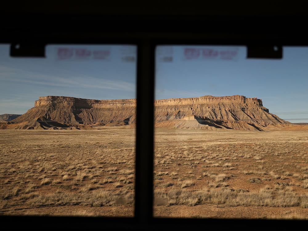 Amtrak's California Zephyr passes a plateau during its 2,438-mile trip to Emeryville/San Francisco from Chicago.