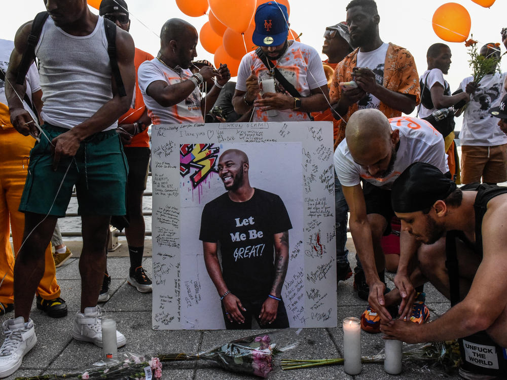 A makeshift memorial honored O'Shae Sibley in New York City earlier this month.