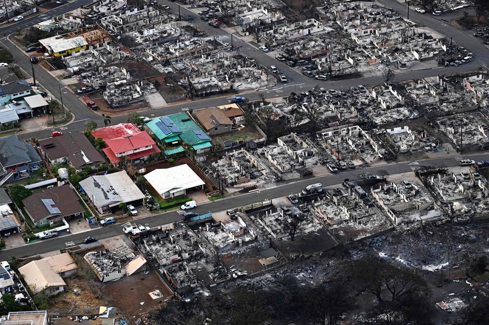 August 10: Homes and buildings burned to the ground in Lahaina in the aftermath of wildfires.