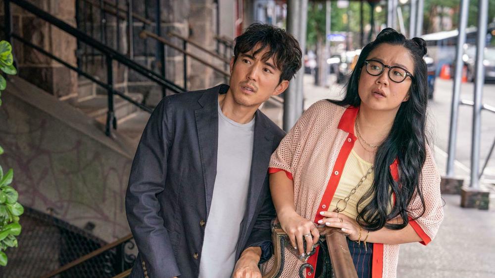Justin H. Min and Sherry Cola in <em>Shortcomings</em>.